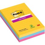 Notes autocollantes super sticky, grand format, lign�es, 3 blocs 101 mmx152 mm, 90 feuilles par bloc ...