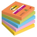 Notes couleurs boost super sticky post - it 76 x 76 mm - bloc de 90 feuilles - lot de 5