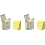 Notes recycl�es, mini tour, jaune, 38 mmx51 mm, 6 blocs, 100 feuilles / bloc (lot de 2)