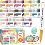 Nouvelhorizonstore - 126 couleurs feutres acrylique, 1 - 6mm marqueur peinture acrylique stylo pointe ...