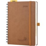 Nouvelhorizonstore - agenda 2026 journalier 21, 5 x 14, 5 cm - couverture souple en pu cuir spirale, ...