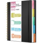 Nouvelhorizonstore - carnet a4 avec intercalaires - papier 100gsm anti - d��versement, 300 pages, couverture ...