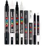 Nouvelhorizonstore - posca lot de 8 stylos �� pointe fine �� moyenne noirs et blancs (pc - 5m, pc - 3m, ...