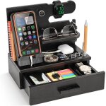 Nouvelhorizonstore - station d'accueil de t��l��phone en bois avec tiroir �c organiseur de table de nuit ...