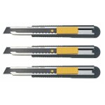Olfa lot de 3 cutters fwp - 1 lame de 12, 5 mm acier inox gain noir