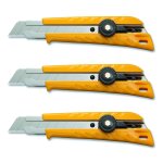 Olfa lot de 3 cutters multi - usage l1 corps abs 100% recycl�, lame 18mm, blocage par molette