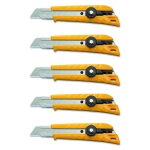 Olfa lot de 5 cutters multi - usage l1 corps abs 100% recycl, lame 18mm, blocage par molette