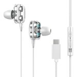 Oreillettes filaires st�r�o de type c, ecouteurs intra - auriculaires avec micro hd, angle de 3. 5mm, ...
