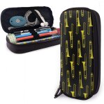 Organisateur sac de papeterie trombones dor��s instruments de musique ��tui �� crayons en cuir grande ...