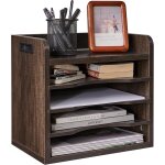 Organiseur de breau en bois, etagre de stockage, corbeille a courrier avec tablettes amovibles pour ...