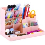Organiseur de bureau morandi rose, pot a crayons, rangement multifonctionnel pour la maison, le bureau, ...