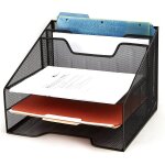 Organiseur de dossiers compact avec 3 plateaux horizontaux et 2 sections verticales, acier durable, 9 ...