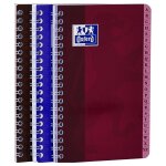 Oxford lot de 3 carnets r�pertoire spirale 110x170mm quadrill� 100 pages 90g coloris al�atoire