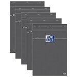 Oxford lot de 5 bloc - notes a5 quadrill 80 feuilles 80g modle gris