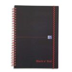 Oxford black n red cahier notebook spiral� couverture polypro 140 pages lign� 7mm + marge 14, 8x21