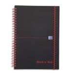 Oxford black n red cahier notebook spiral� couverture polypro 140 pages lign� 8mm + marge 21x29, 7