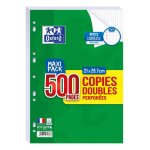 Oxford maxi pack 125 copies doubles (500 pages) perfor�es a4 quadrill� 5x5 avec marge