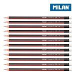 Pack 12 crayons graphite avec gomme milan.