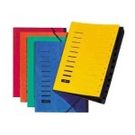 Pagna trieur cartonn� agraf� sans soufflet + elastique pour a4 12 compartiments rouge
