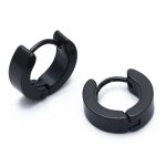 Paire de boucles d'oreilles en titane et acier pour hommes, 4mm x 9mm, noir