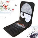 Palette de peinture acrylique en bois avec pinceaux 18 pices / ensemble, kit d'art cosmtique, gouache, ...