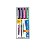 Papermate pochette de 4 feutres nylon coloris standard : bleu, noir, rouge, vert