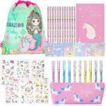 Papeterie pour licorne, cadeau de papeterie sir�ne avec sacs de cordon et des trousse scolaire et carnet ...