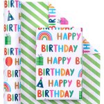 Papier cadeau anniversaire réversible - 43, 2 cm x 10 m motif lettrage joyeux anniversaire coloré, parfait ... Papier cadeau anniversaire réversible - 43, 2 cm x 10 m motif lettrage joyeux anniversaire coloré, parfait ...