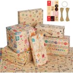 Papier cadeau kraft , 6pcs 50 * 70 cm emballage cadeau papier brun , papier anniversaire d'emballage ...