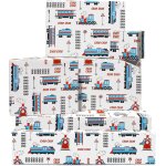 Papier cadeau train pour garcon - 6 feuilles d'emballage cadeau blanches - voies de trains vintage - ...