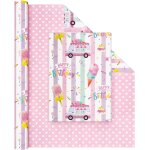Papier d'emballage cr�me glac�e - 1 rouleau papier d'emballage pour cr�me glac�e joyeux anniversaire ...