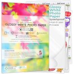 Papier photo imprimable autocollant blanc brillant a4 10 feuilles r�sistant aux eclaboussures imprimantes ...