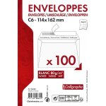 Paquet de 100 enveloppes - blanches - c6 114x162mm - auto - adh�sive - clairefontaine