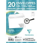Paquet de 20 enveloppes - blanches - c6 114x162mm - auto - adh�sive - clairefontaine