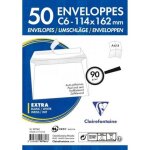 Paquet de 50 enveloppes - blanches - c6 114x162mm - auto - adh�sive - clairefontaine