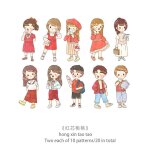 Paquet d'autocollants de v�tements pour filles, 20 pi�ces, papeterie esth�tique cor�enne, motif de personnage ...