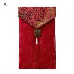 Paquet de nouvel an rouge brod� cr�atif, texture premium, porte - bonheur, enveloppes rouges faciles ...