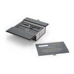 Parker duofold classique noir / palladium stylo plume pointe moyenne centenial - bote cadeau