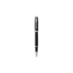 Parker stylo roller im laqu� noir attributs chrom�s. pointe fine. encre noire.