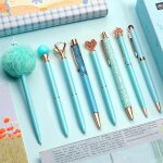 Parure de 8 stylos a bille, stylos a bille bling bling pour femmes, stylos fminins, stylos a bille a ...