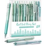 Parure de stylos neutres, 11 stylos a encre noire et 1 surligneur, pointe fine rtractable 0, 5 mm, notes ...