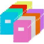 Patq - 24 pochettes a coin en plastique, pochette perfores plastique a4 avec etiquette, chemise plastiques ...