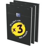Patq - lot de 3 blocs - notes smart a4 160 pages 5x5 agrafe couverture carte souple noir