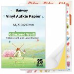 Patq - baiway lot de 100 etiquettes autocollantes, 210 x 297mm, papier d'impression brillant, format ...