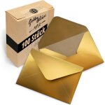 Patq - - enveloppes (100 pices) en papier, enveloppe sans fentre - din c5 - 220 x 156 mm - or / dores ...