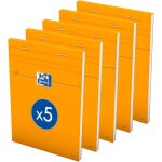 Patq - oxford lot de 5 bloc - notes orange a5 petits carreaux 5mm 80 feuilles agrafes couverture carte ...