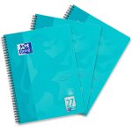 Patq - touch lot de 3 bloc - notes lign double marge 80 feuilles a4 aqua