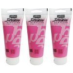 P�b�o lot de 3 peintures studio acrylique tube rose azo 100 ml