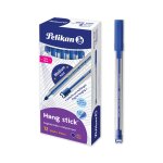 Pelikan lot de 12 stylos a bille hang stick bleu