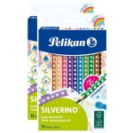 Pelikan lot de 2 12 crayons de couleur silverino, triangulaire, epais